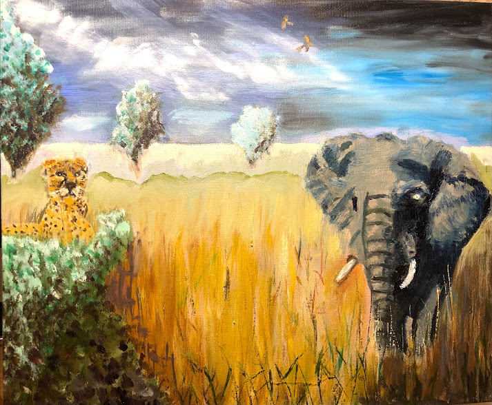 On Safari oil painting