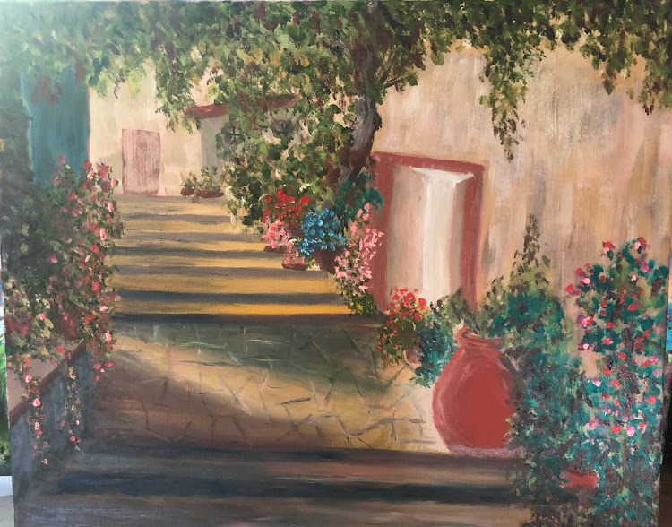 Mediterranean Courtyard oil painting